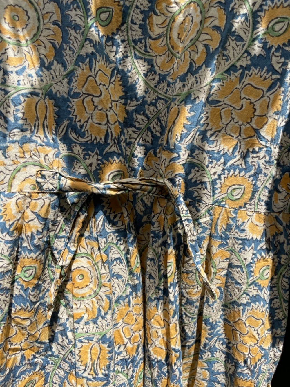 Boho Floral V-Neck Maxi Dress in Yellow and Blue - Picture 7 of 8